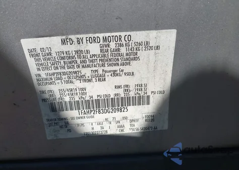 2013 Ford Taurus Limited from USA, damaged, VIN 1FAHP2F83DG209825